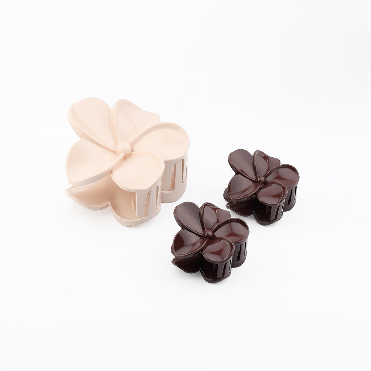 Set de 3 pinces cheveux fleurs beige, BALABOOSTE
