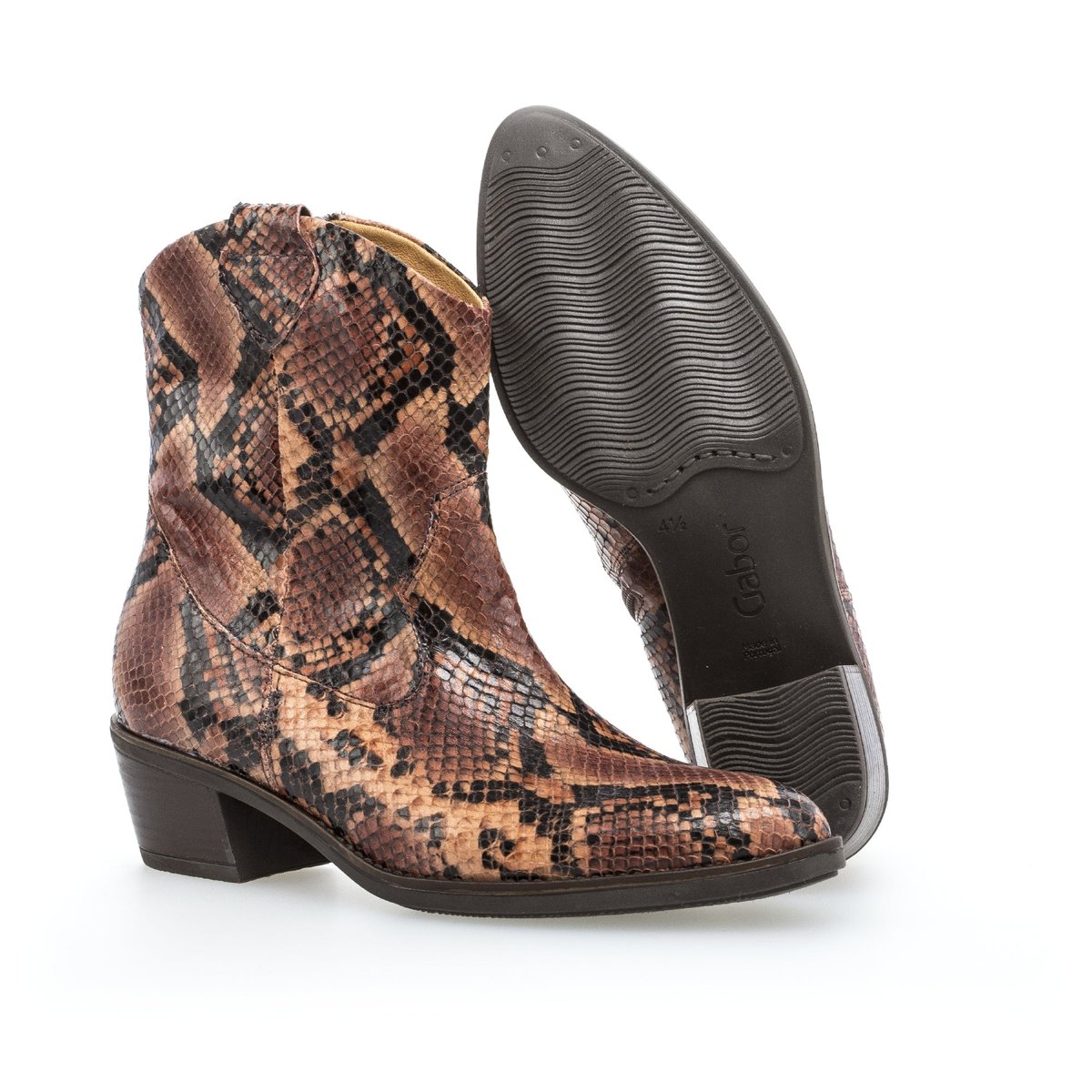 Bottines en cuir à talon façon block marron, GABOR