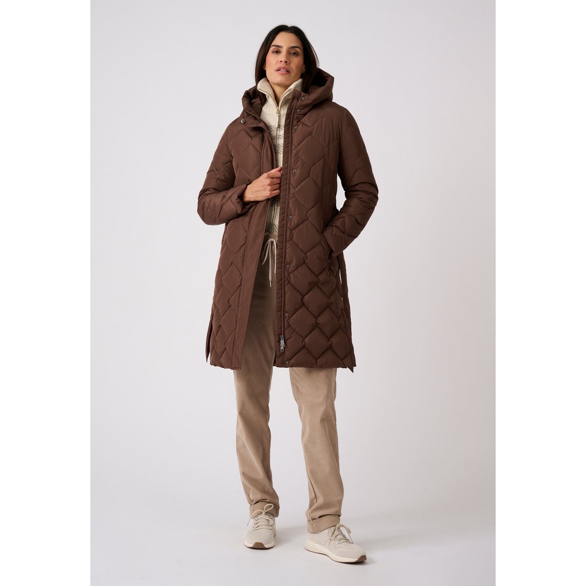 Parka longue ceinturée Thermolactyl marron foncé, DAMART