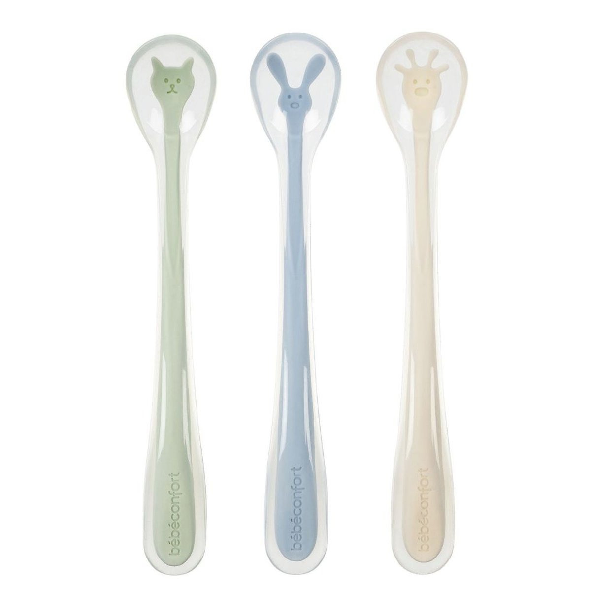 Lot de 3 cuillères silicone couleur unique, BEBECONFORT