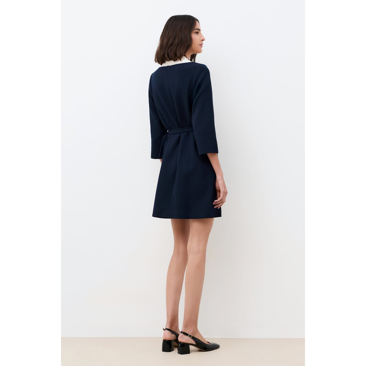 Robe droite col bateau RJOLIE bleu marine, CAROLL
