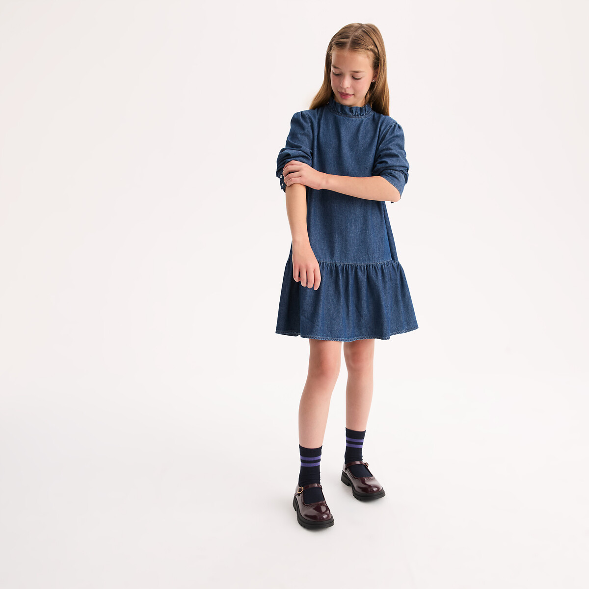 Long Sleeve Lightweight Denim Dress untreated, LA REDOUTE COLLECTIONS