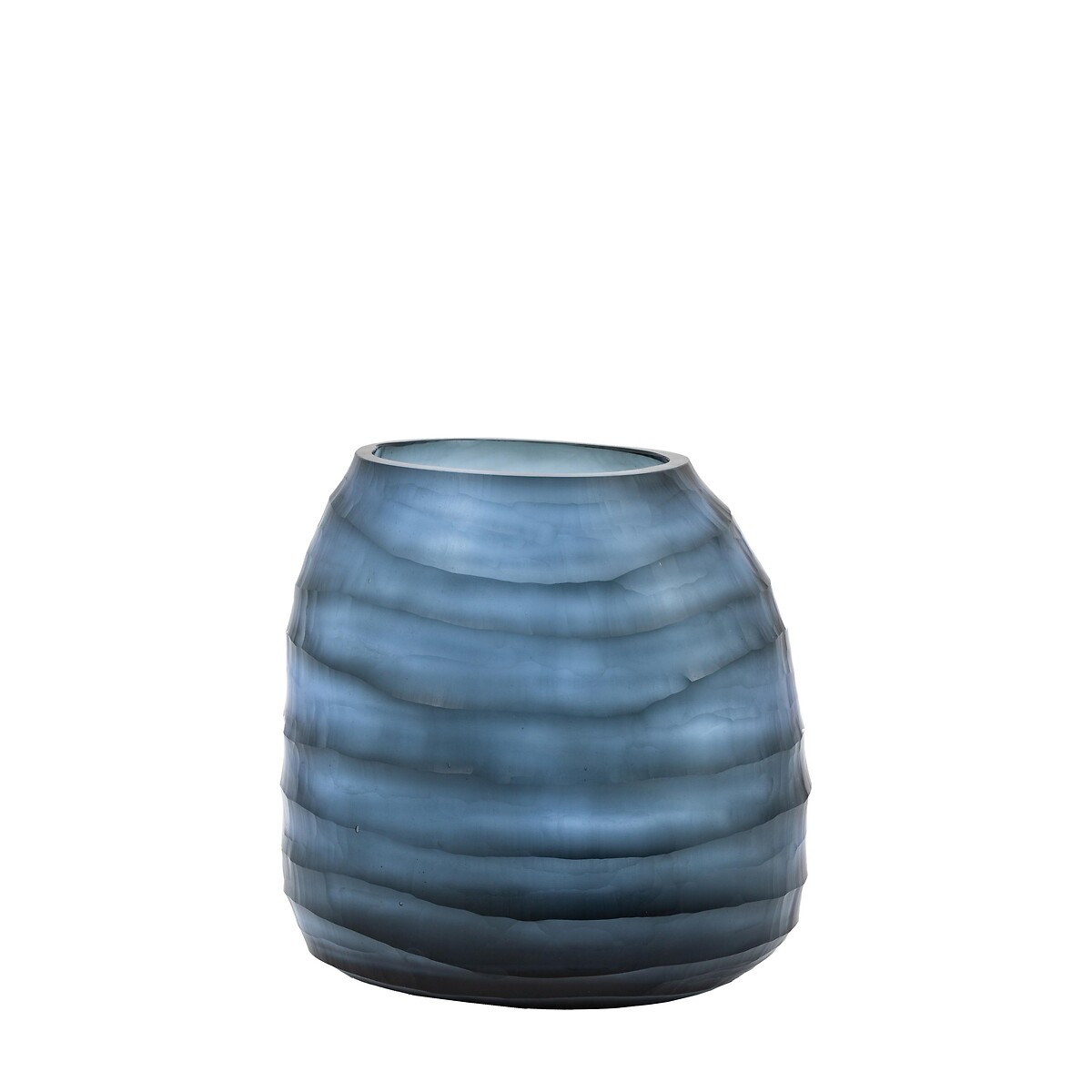 24cm Handblown Carved Glass Vase blue, ÉDITÉ