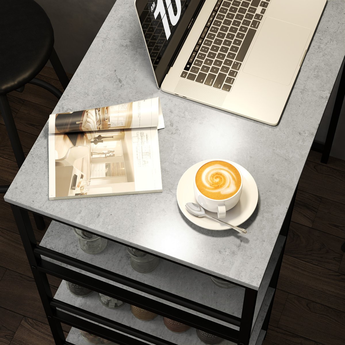 Ensemble de table de bar MDF Gris clair gris clair, noir, HOMCOM