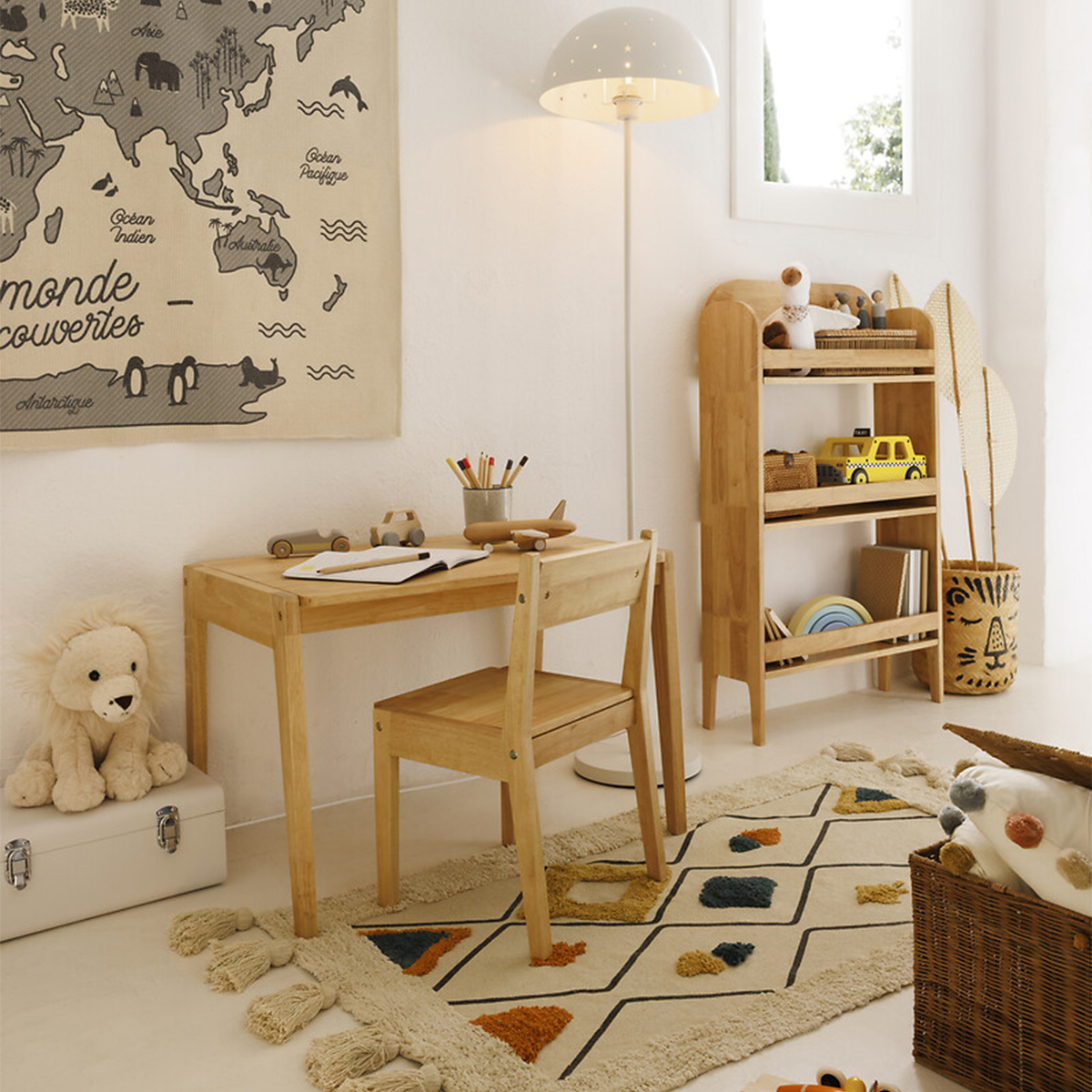 Table enfant en bois d'hévéa ROBIN marron, ATMOSPHERA FOR KIDS