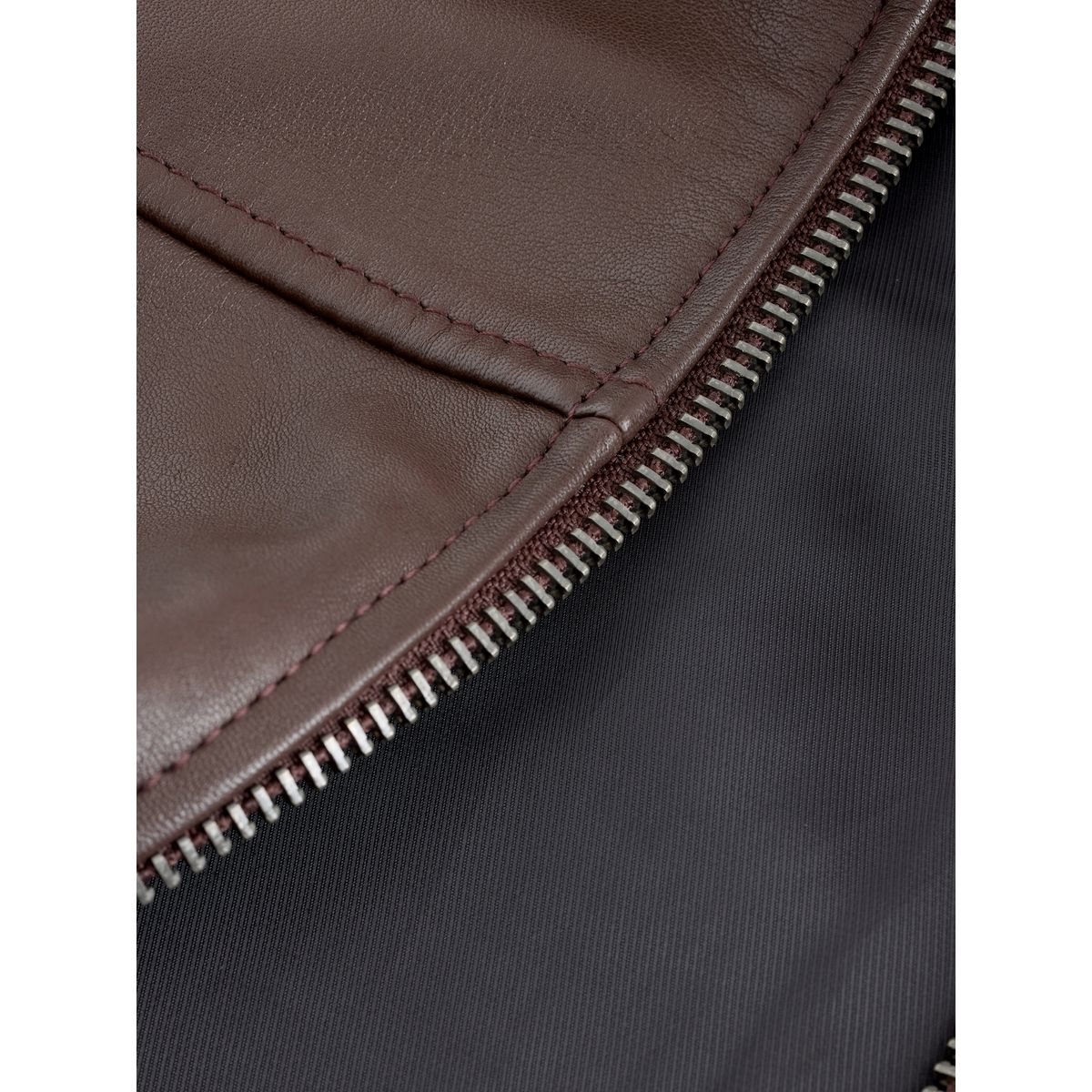 Veste en cuir avec col Signature brun rouge, NEXT