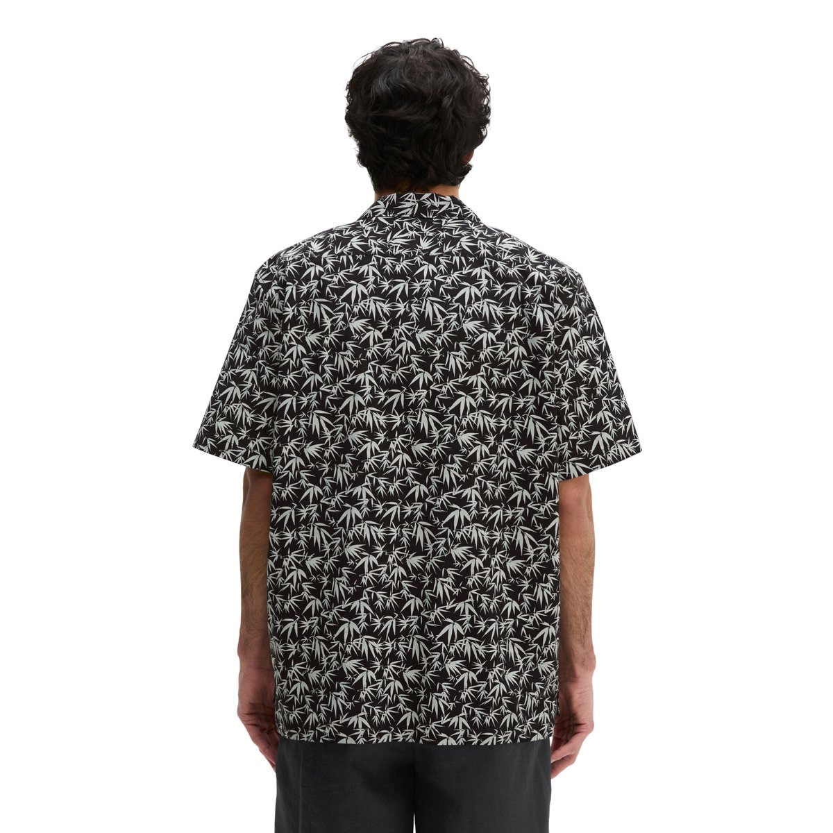 Chemise à manches courtes regular avec motif estival de feuilles gris, MARC O'POLO