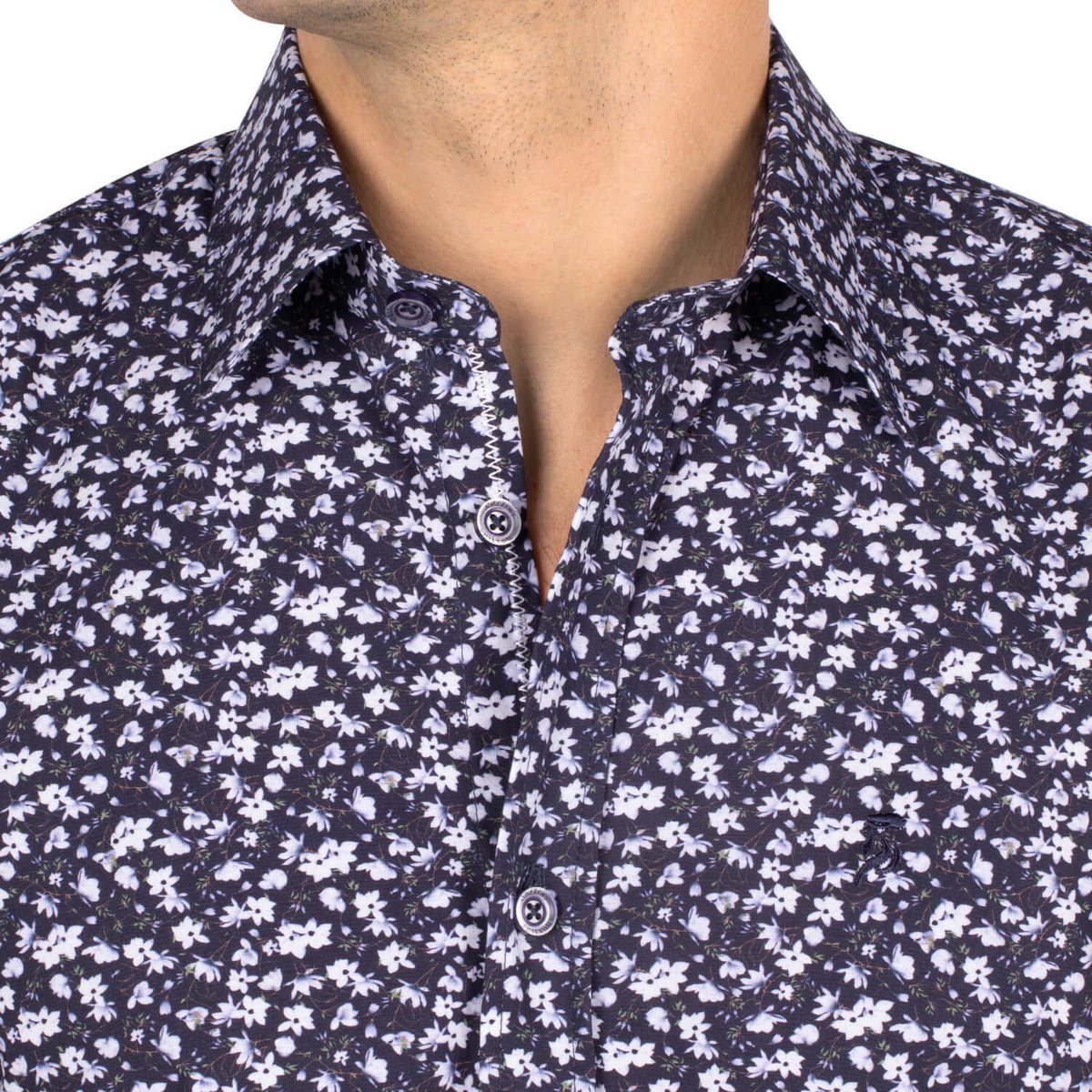 Chemise liberty FLEURS navy x blanc, SHILTON
