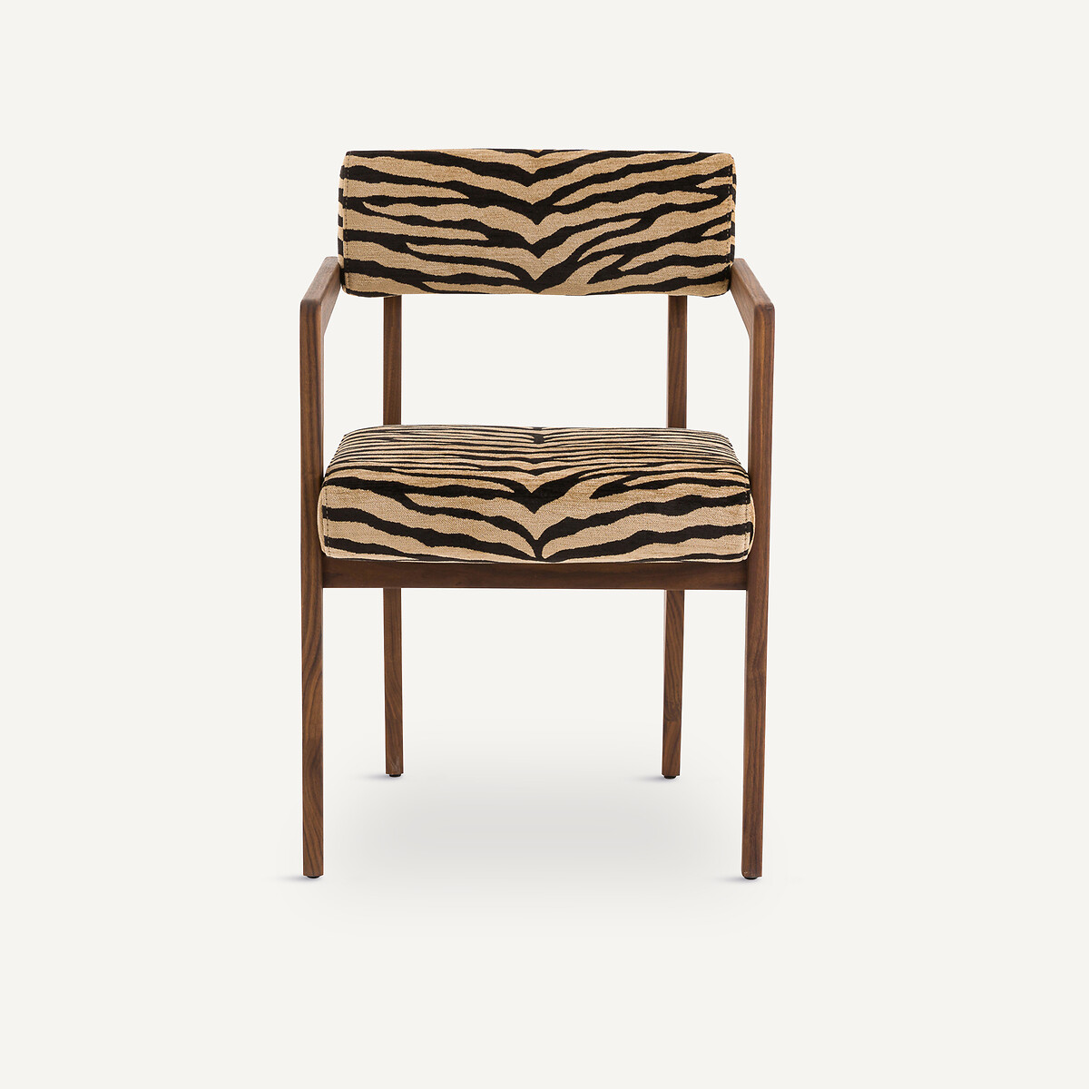 Tafelfauteuil in notenhout, jacquard stof, Izag dierenprint, AM.PM