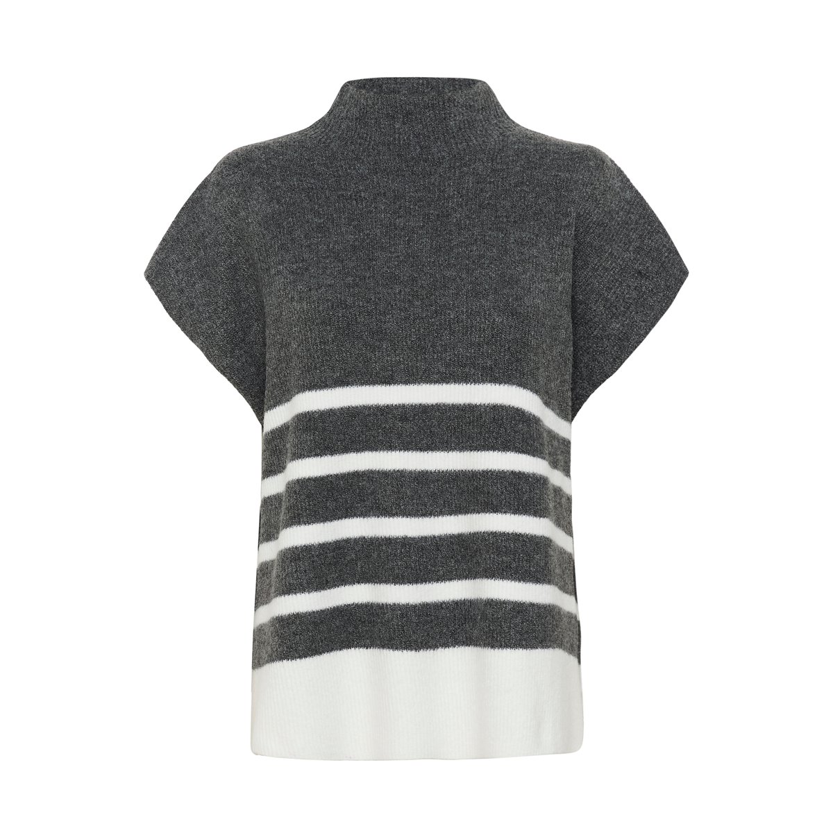 Manteau tricoté gris dark grey white stripe, CREAM