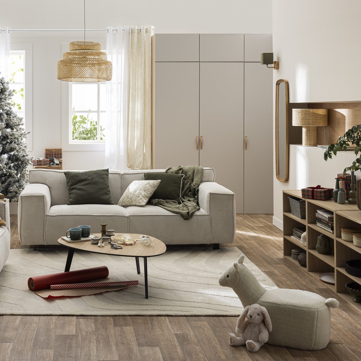 Voilage en coton et lin, ELARA blanc, INSPIRE
