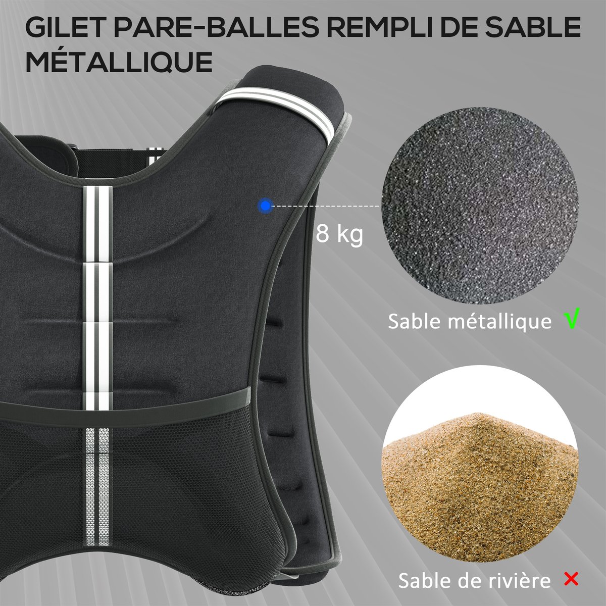 Gilet lesté Tissu Oxford Noir noir, HOMCOM