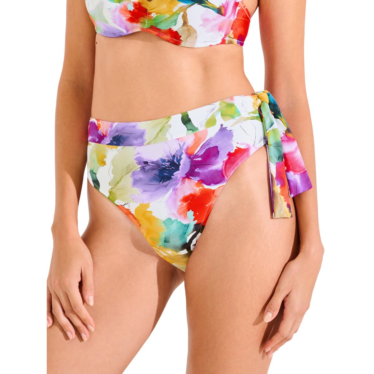 Bas maillot slip de bain échancré taille haute ROMA blanc, LISCA