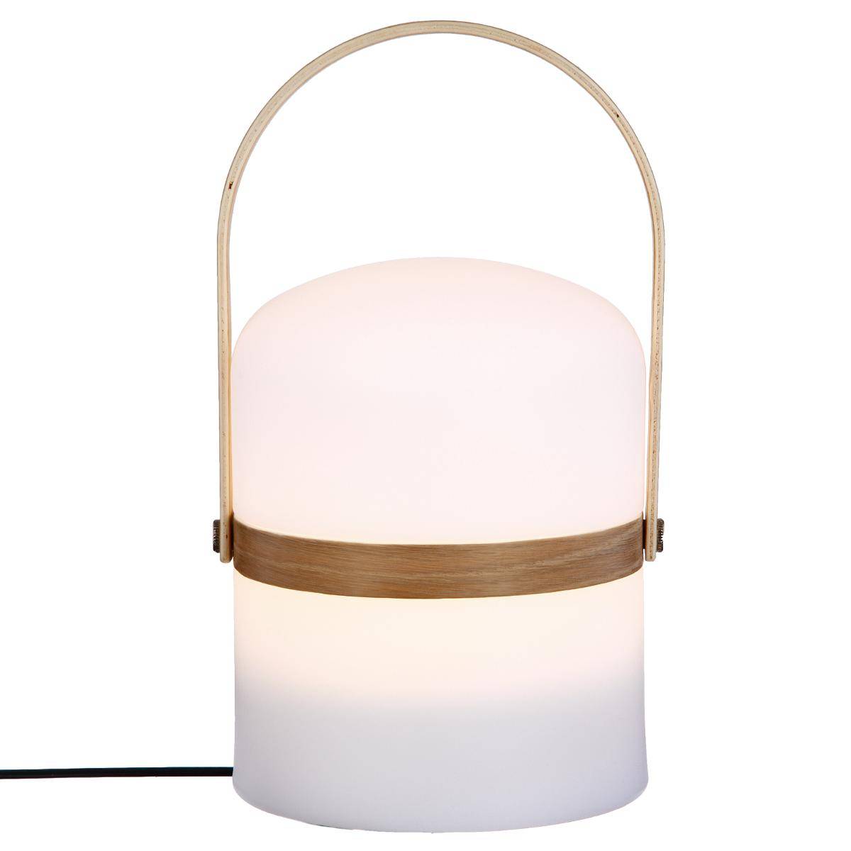 Lampe d'extérieur nomade rechargeable USB bois KIARA blanc, ATMOSPHERA
