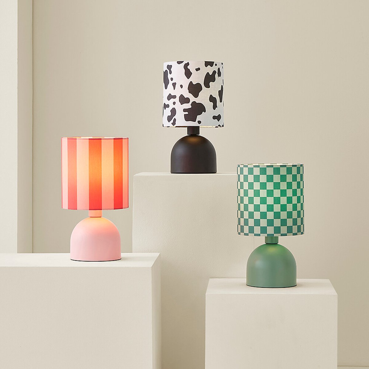 Meghan Table Lamp with Striped Shade in Pink pink, SO'HOME
