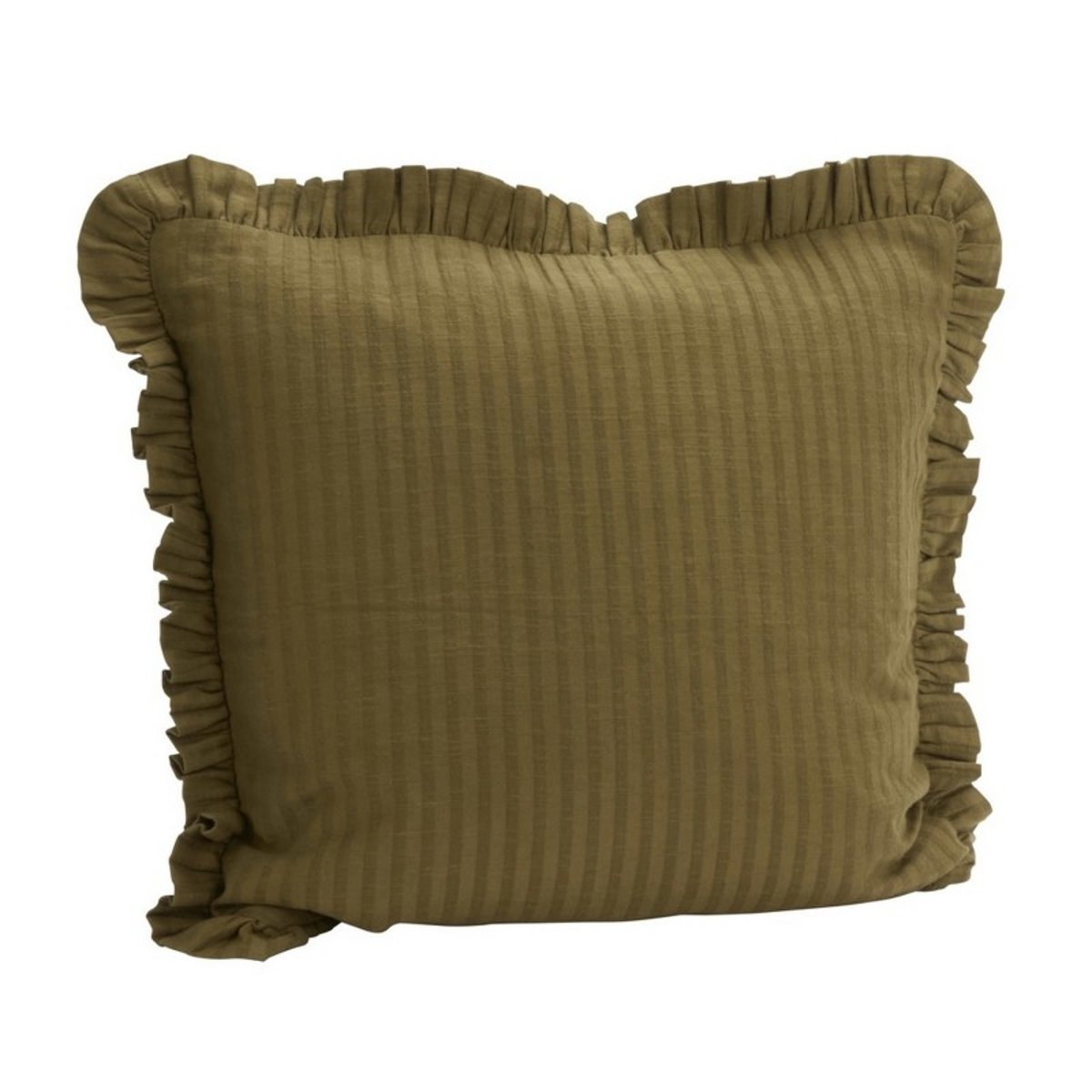 Housse de coussin à volants coton vert kaki, MADAM STOLTZ