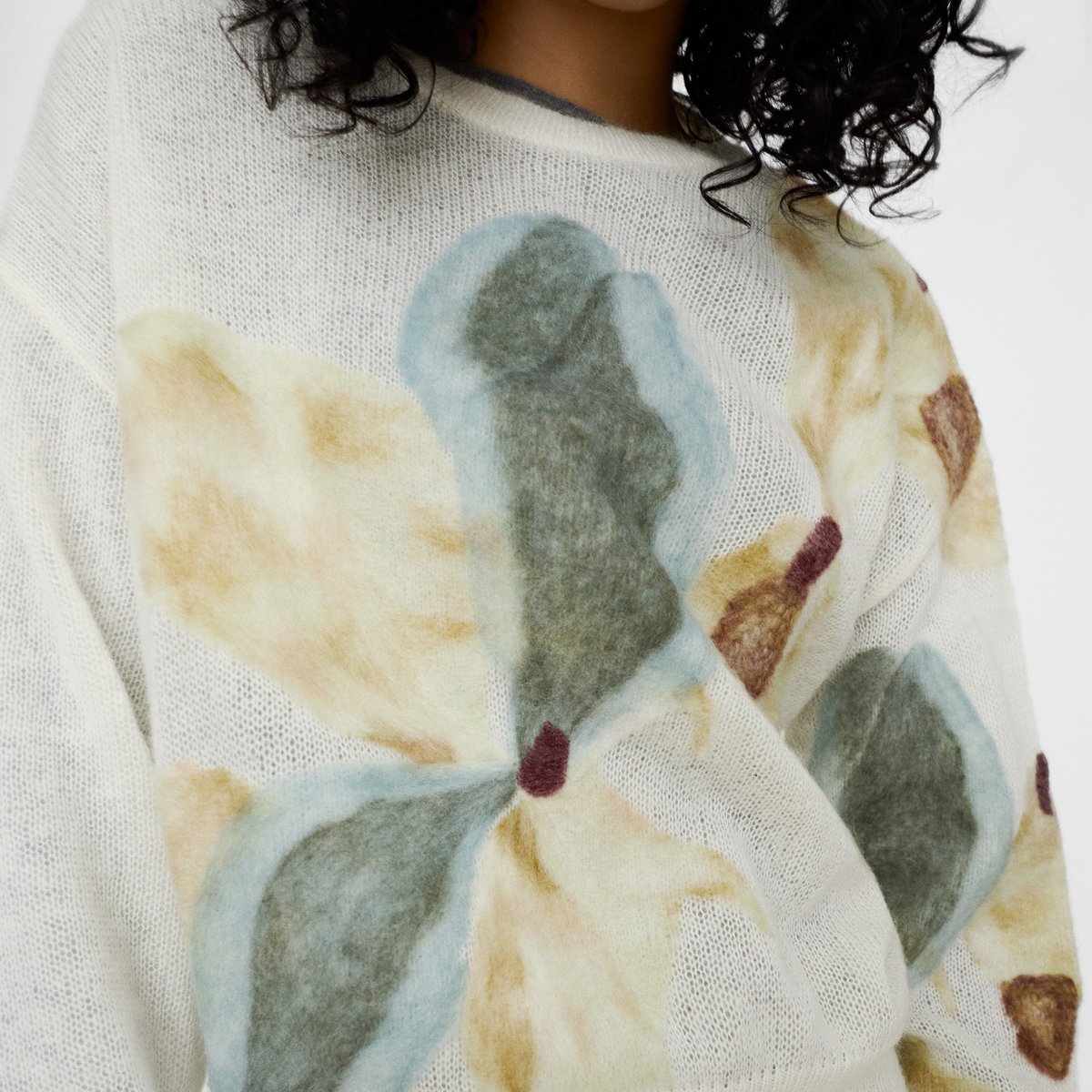 Pull à effet feutré en mélange mohair multicolor, ADOLFO DOMINGUEZ