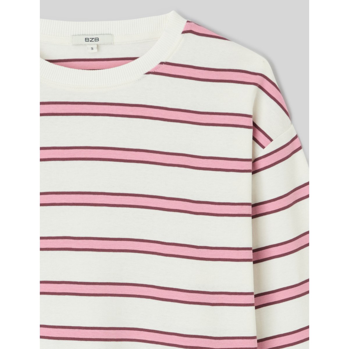 T-shirt rayé manches évasées rose, BZB