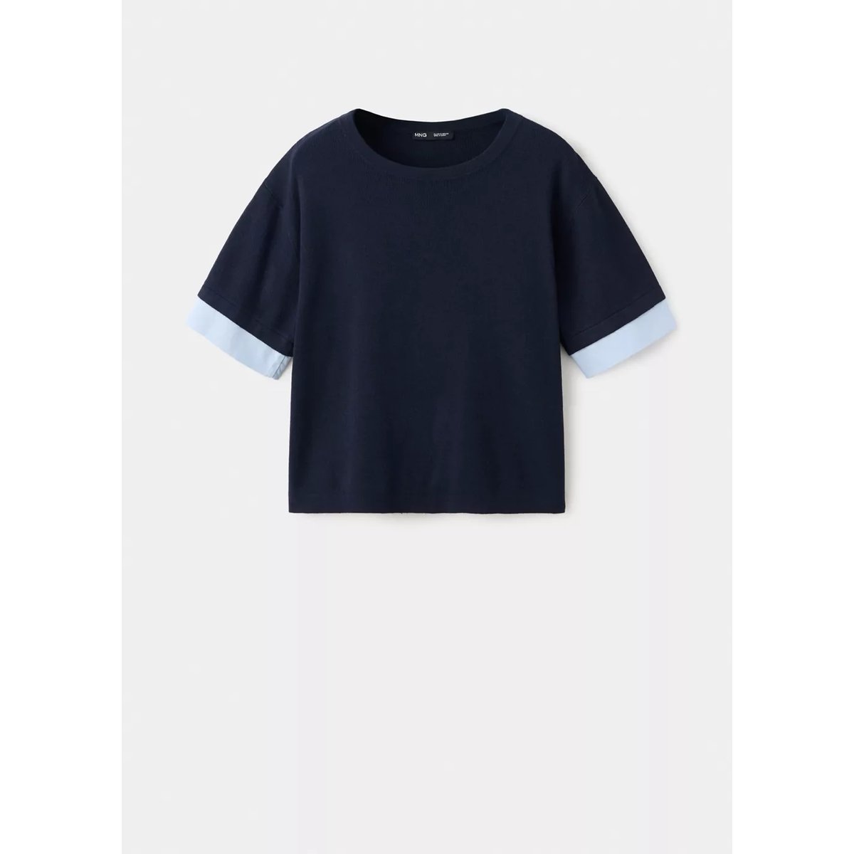 Pull en maille superposition chemise bleu marine, MANGO