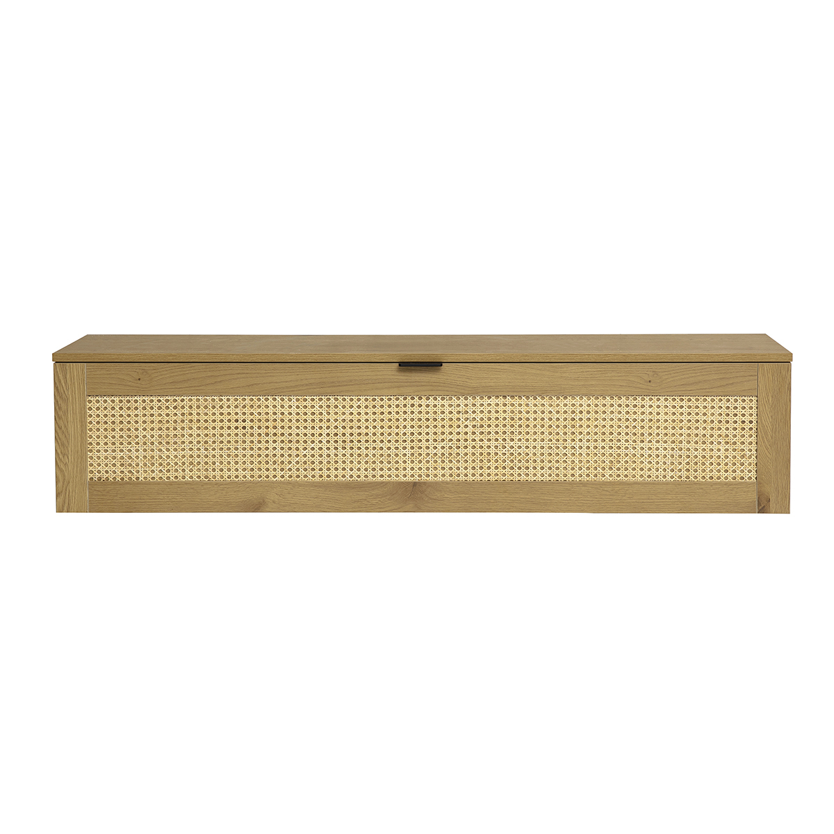 Rangement mural finition bois clair et cannage rotin 1 porte L135 cm MANILLE chêne clair, MILIBOO