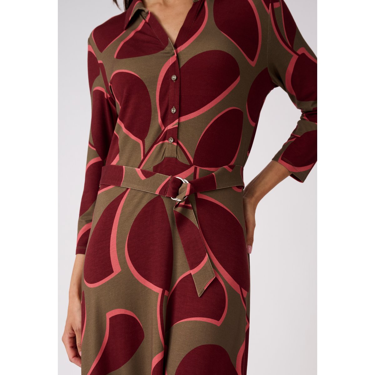 Robe maille stretch évasée vert feuillage, DAMART