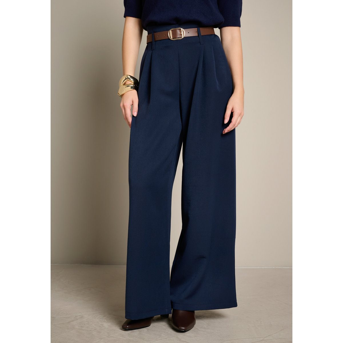 Pantalon large élégant bleu marine, LOLALIZA