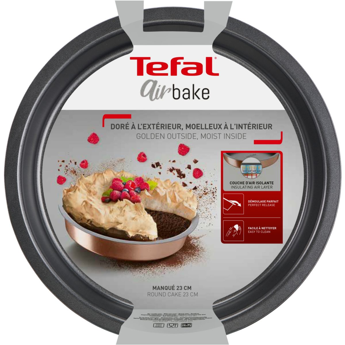 Moule à manqué Airbake diam 23 cm gris, TEFAL
