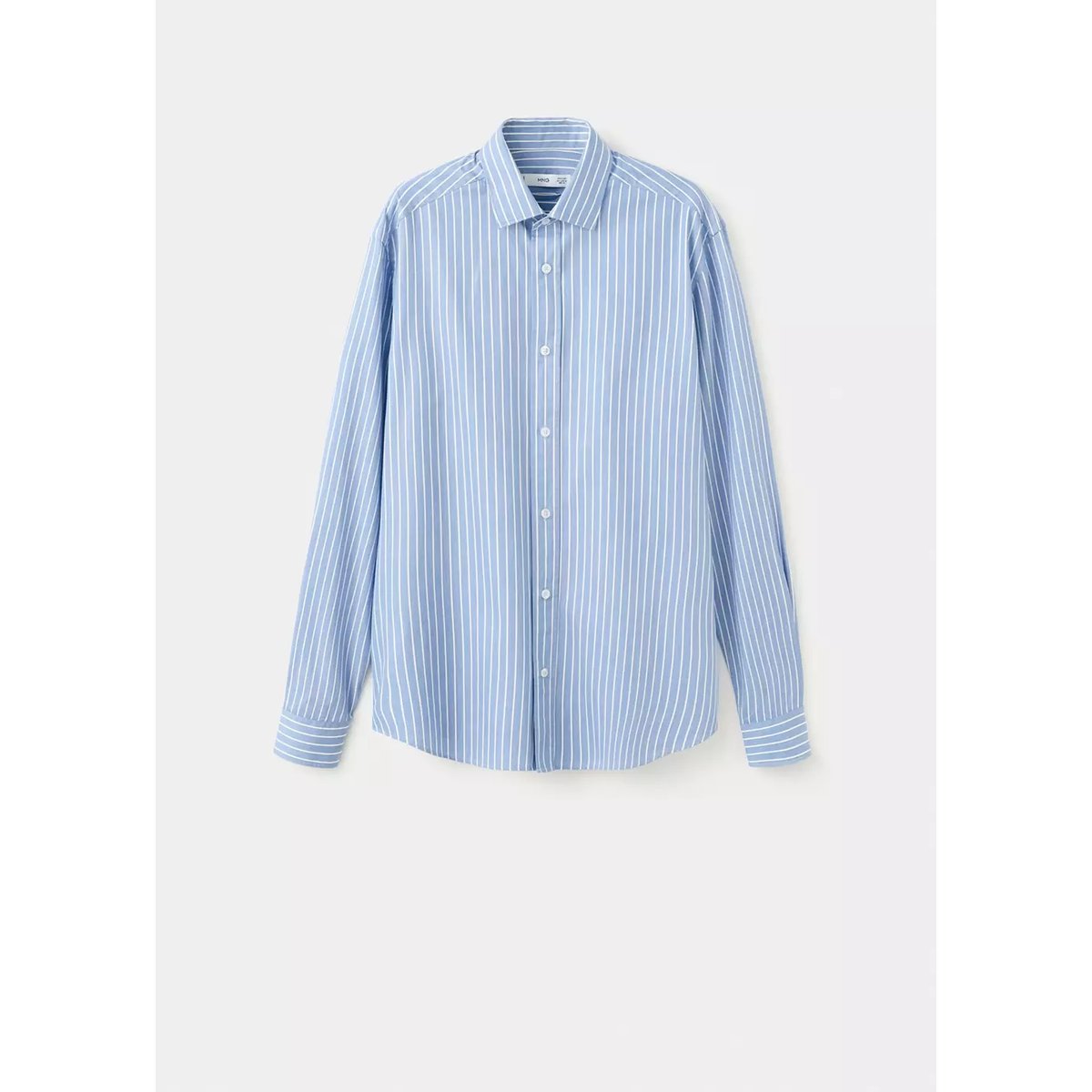 Chemise coton rayures regular-fit bleu, MANGO MAN