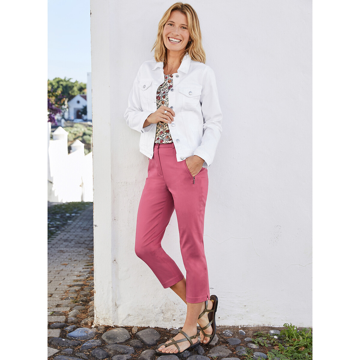 Denim Fitted Short Jacket white denim, ANNE WEYBURN