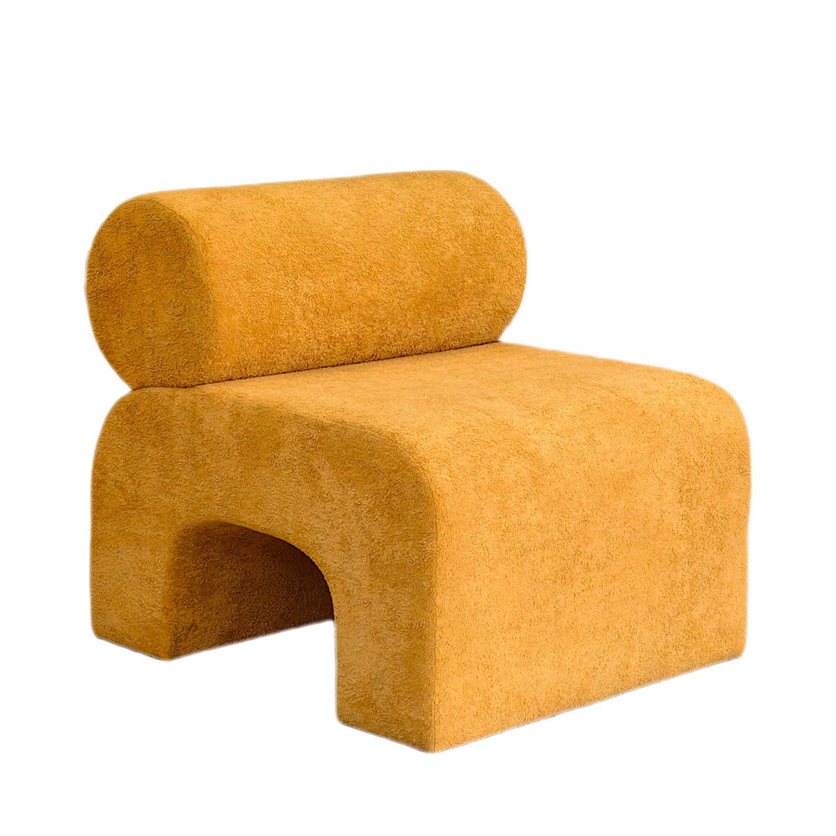 Fauteuil en tissu doux- MOUR jaune moutarde, DRAWER