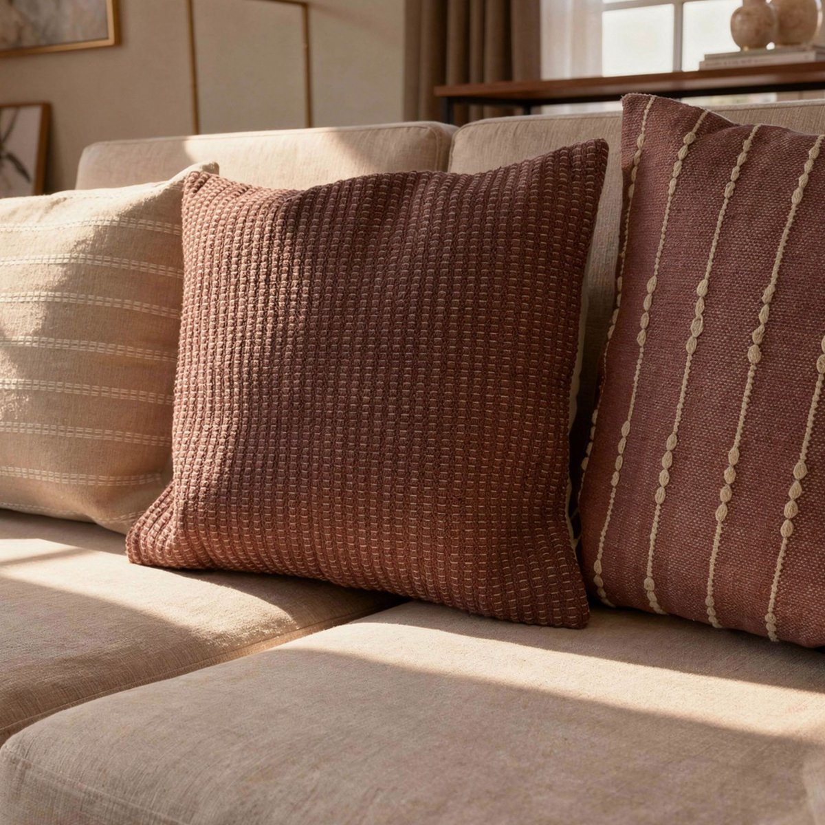 Housse de coussin Valène beige, blanc, ARCHIV