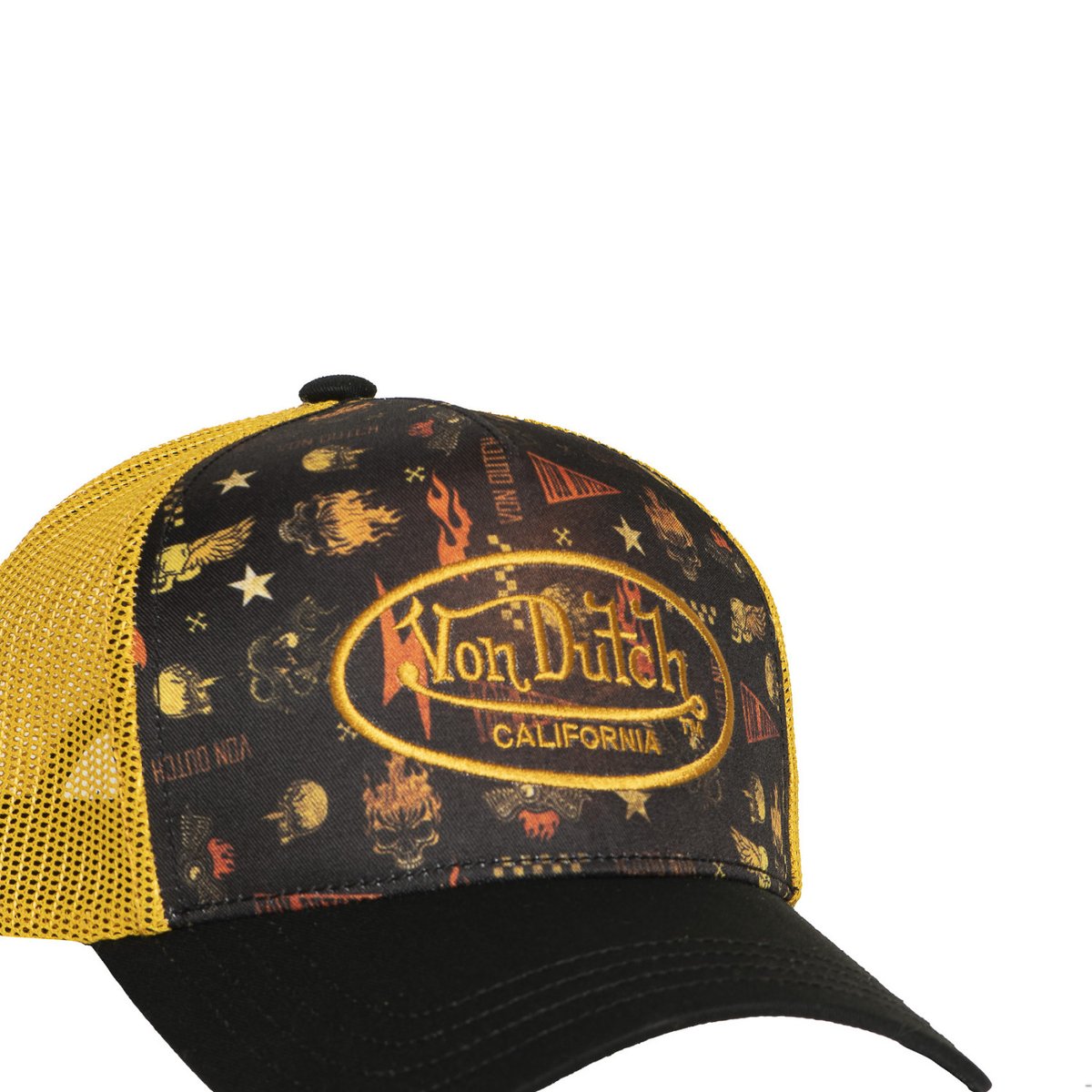 Casquette trucker SUBLI noir/jaune/orange, VON DUTCH