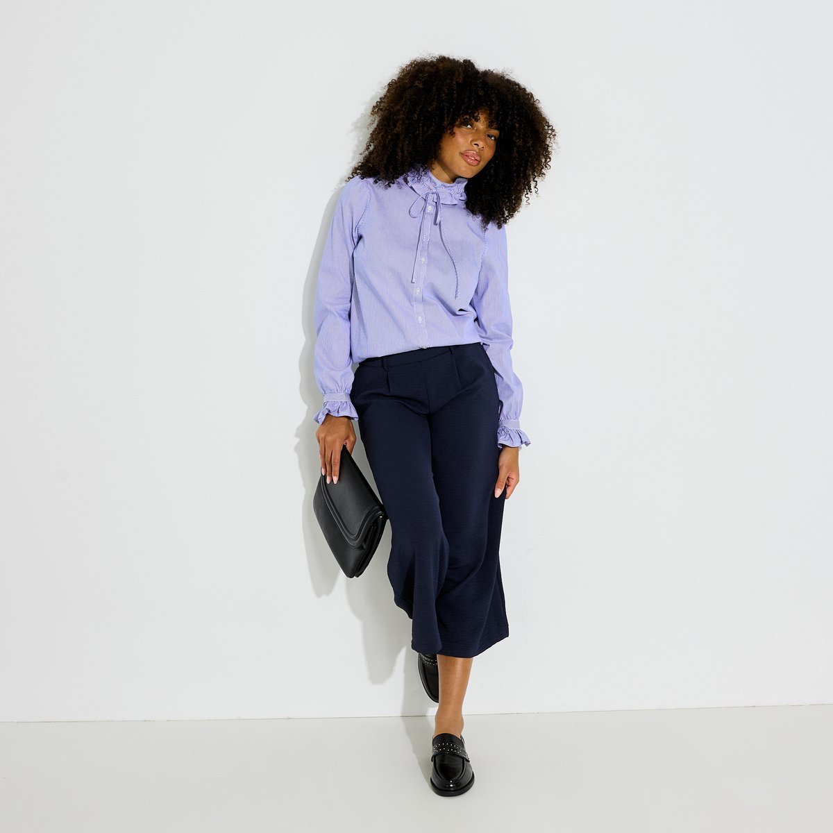 Pantalon fluide raccourci bleu marine, GRAIN DE MALICE