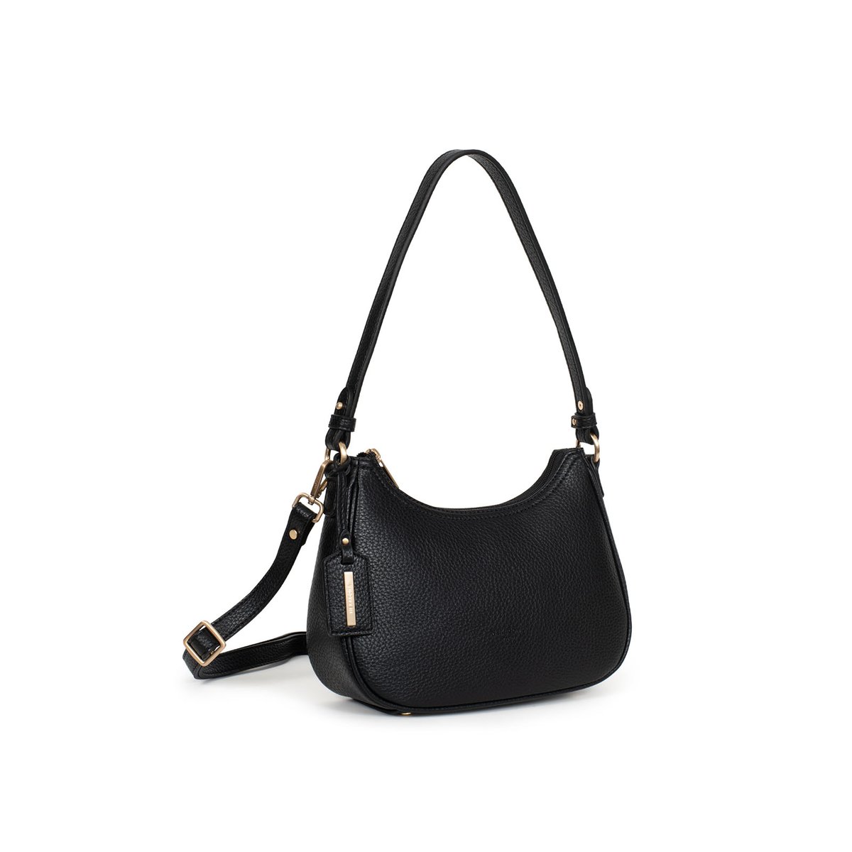 Sac porté épaule 1 anse ZORA noir, HEXAGONA