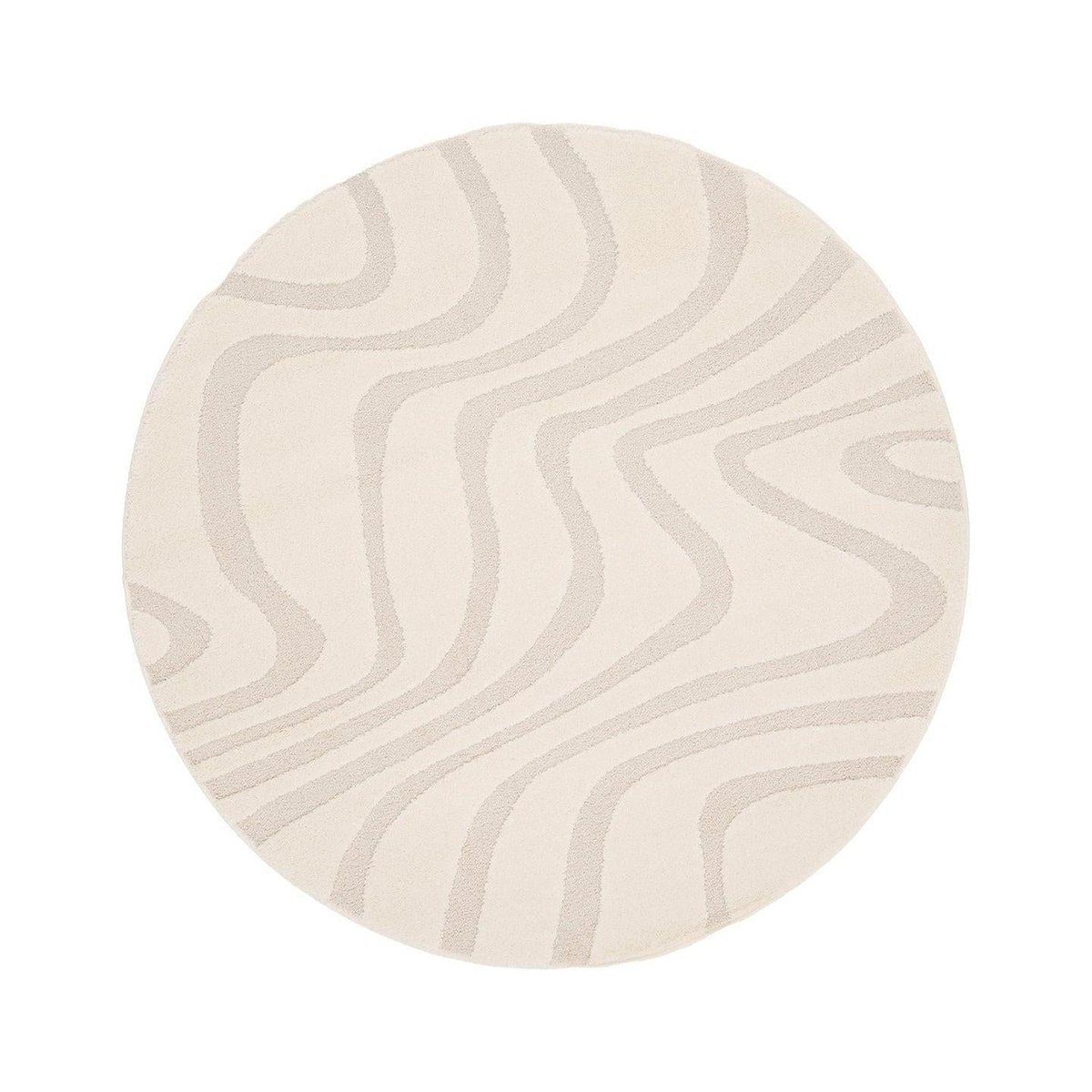 Tapis rond design avec effet relief NAYA beige sable, AFK LIVING