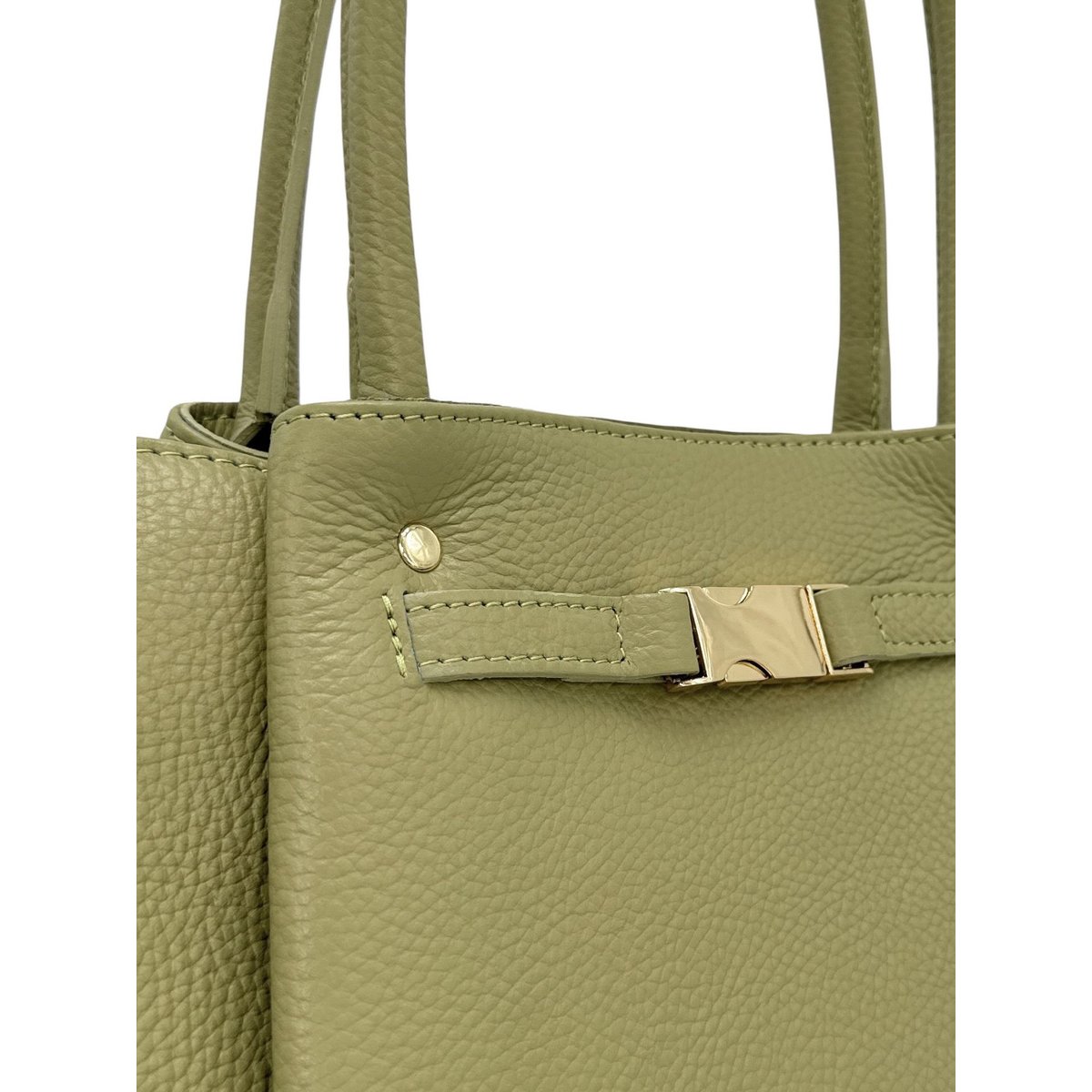 Grand sac cabas en cuir grainé CAMPUS matcha latte, OH MY BAG