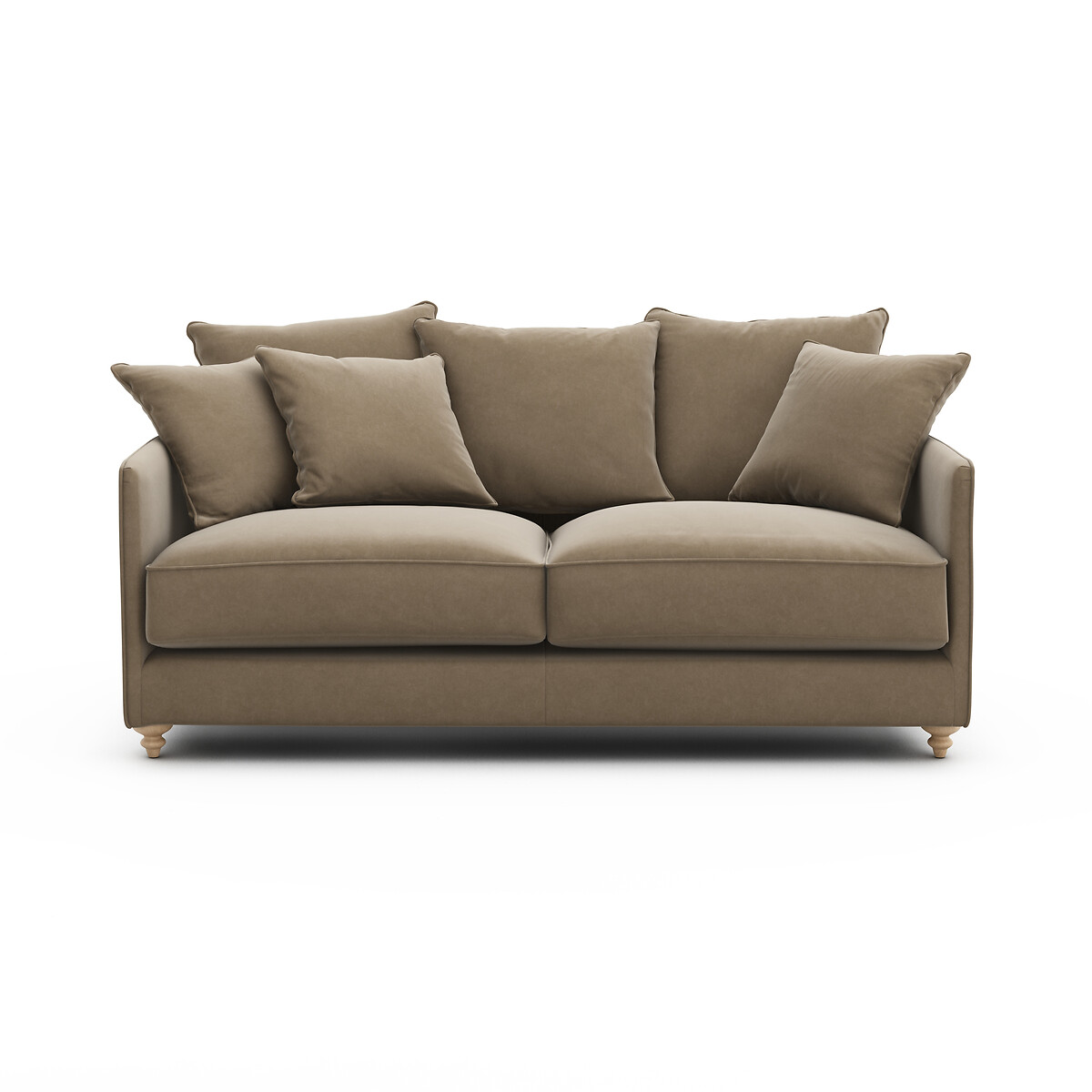 Canapé compact convertible velours, Lazare beige cendré, AM.PM