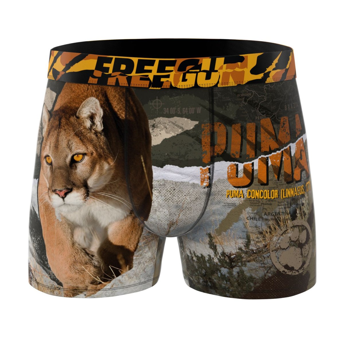 Lot De 4 Boxers Savage Animals marron/jaune/noir/vert/noir, FREEGUN