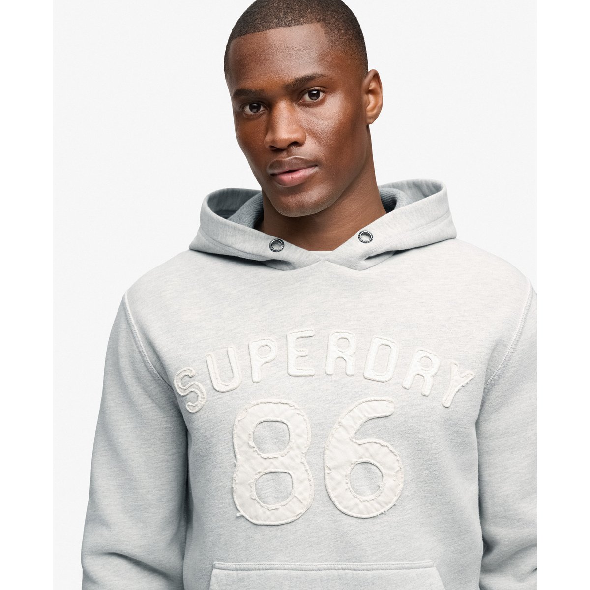 Sweat à capuche Heritage Applique Coupe Décontractée gris hamptons chiné, SUPERDRY