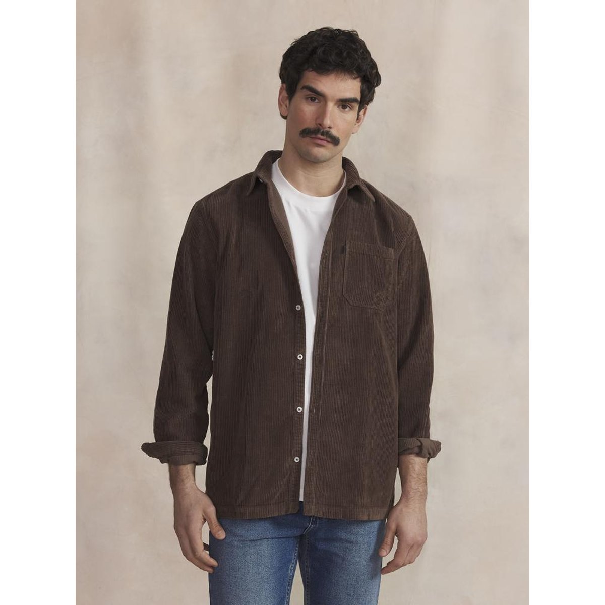 Chemise manches longues MAEROCHE brun, TBS