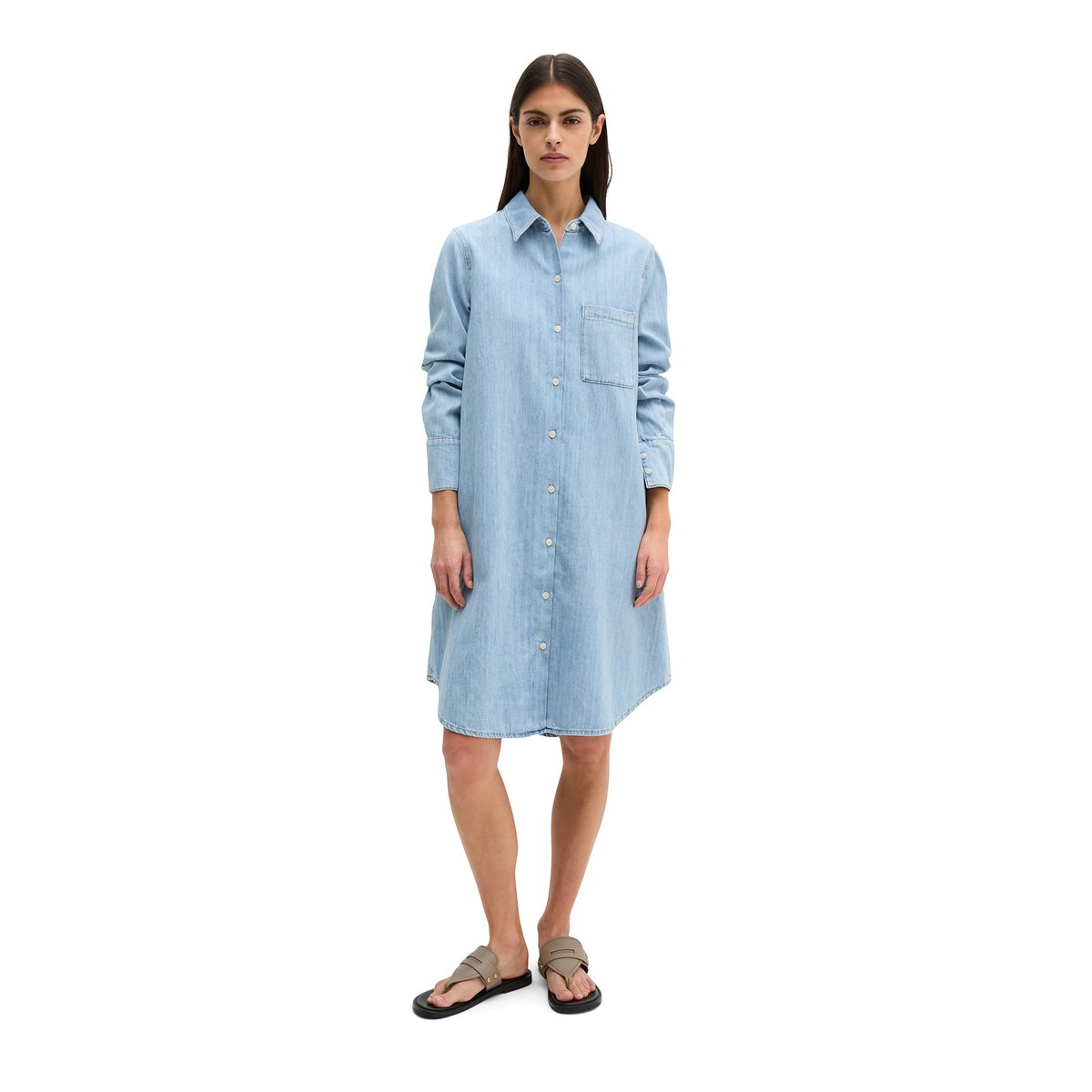 Robe en jean A-Shape en coton organique fluide bleu clair, MARC O'POLO