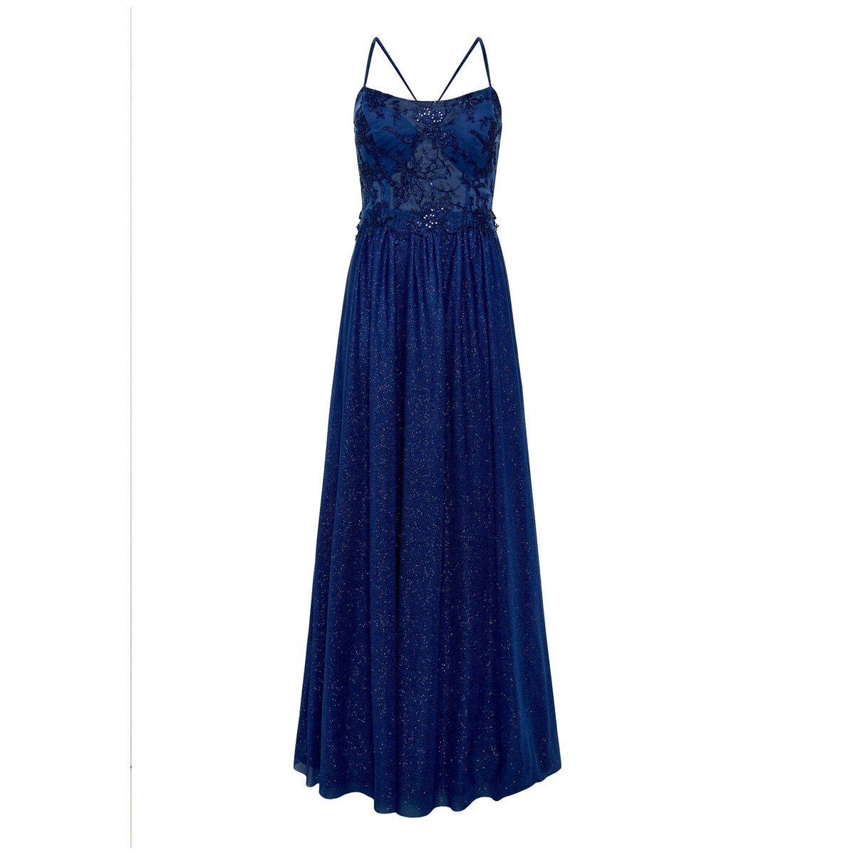 Robe de soirée au look scintillant bleu foncé/gris, VERA MONT