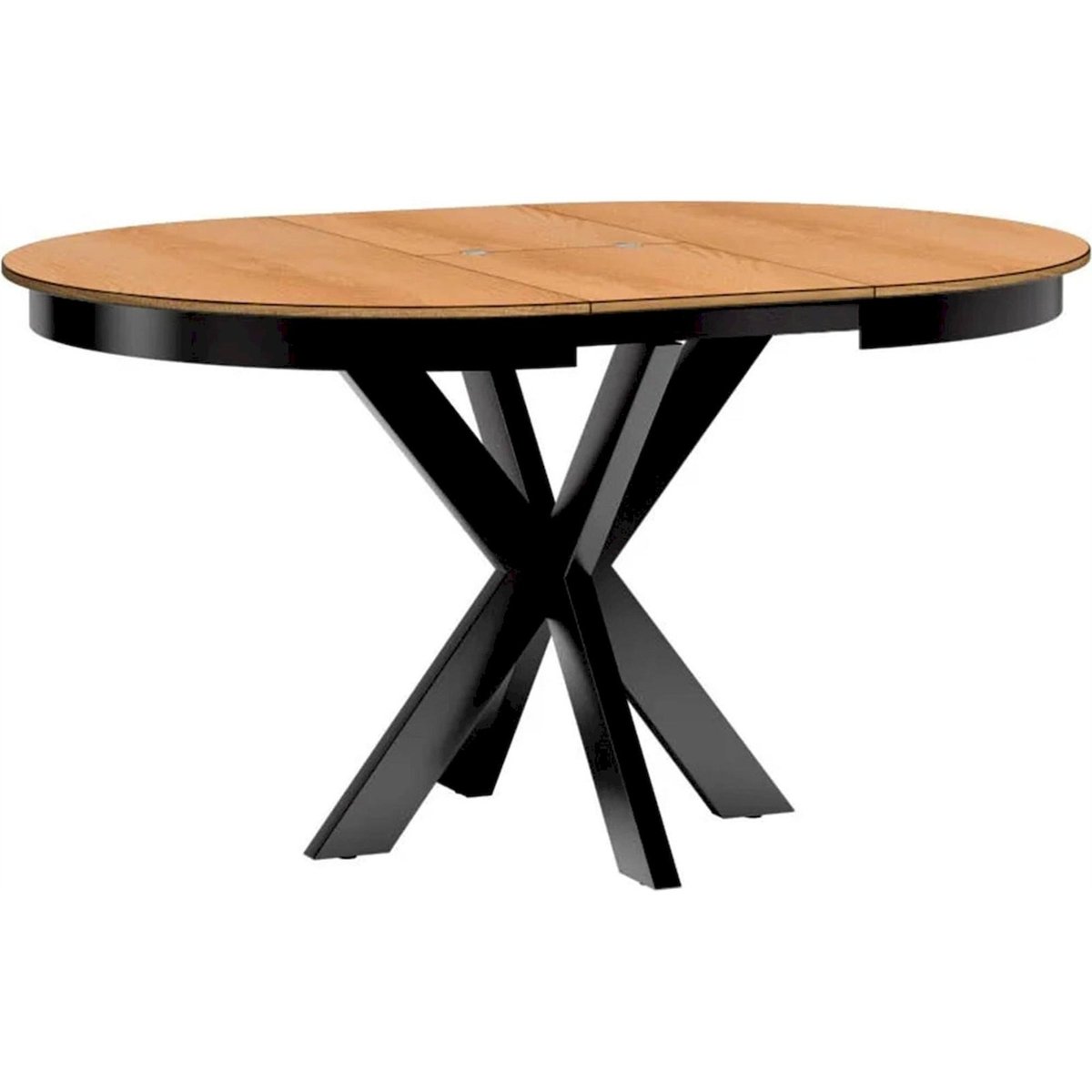 Table ronde extensible collection FONTI chêne caramel et noir, RECOLLECTION
