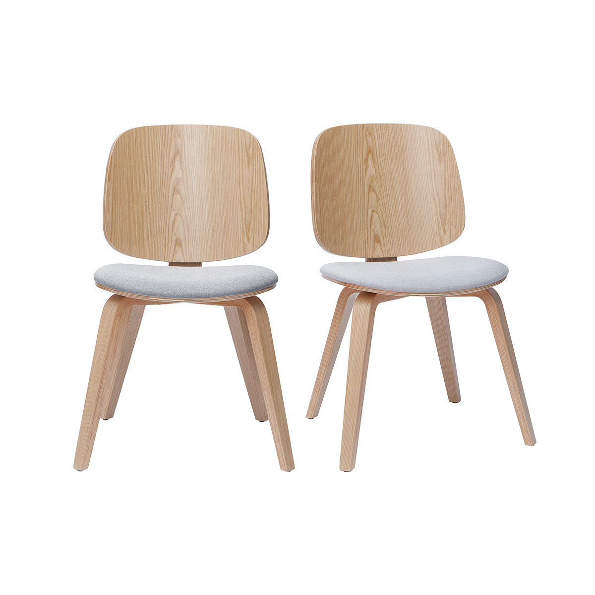 Chaises scandinaves en bois (lot de 2) BECK gris clair, MILIBOO