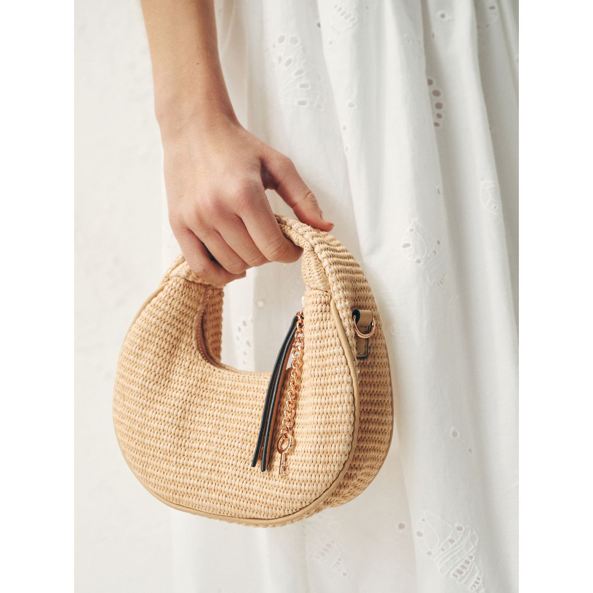Mini sac à main aspect raphia naturel, NEXT