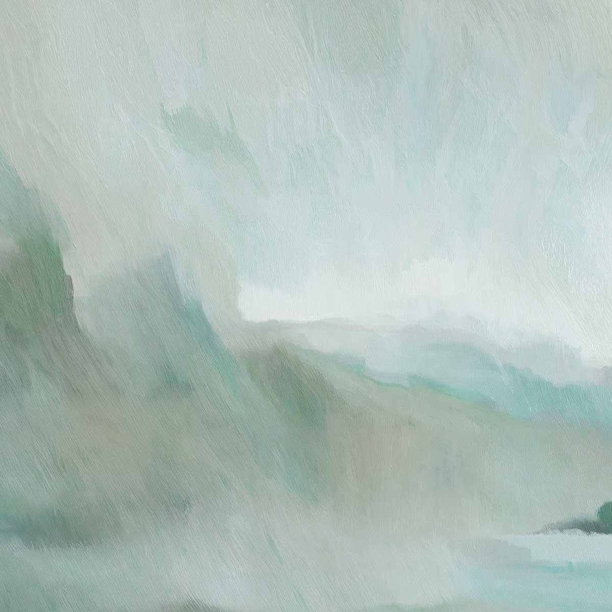 Papier peint Brume alpine turquoise & céladon bleu, HEXOA
