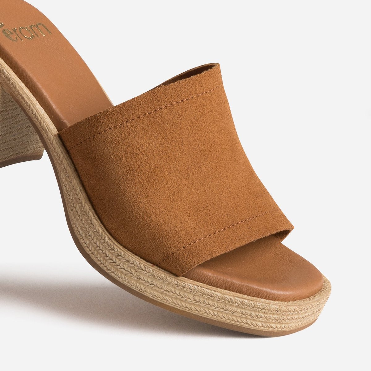 Sandale À Talon en cuir KAIMA camel, ERAM