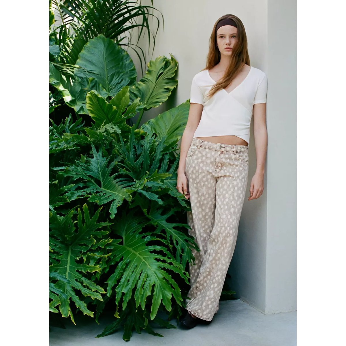 Jean droit imprimé cerf marron, MANGO TEEN