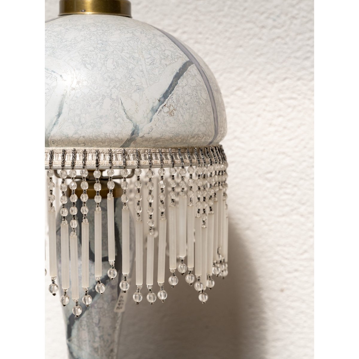 Lampe décorative en verre marbré style Art Déco Suzanne N°603 - Bon état gris, DEBONGOUT