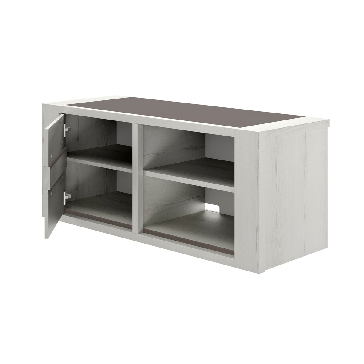 Meuble tv 1 porte 140cm avec 2 tablettes beige, GAMI